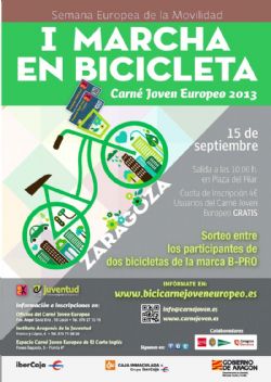 Este domingo, I Marcha en Bicicleta «Carné Joven Europeo»