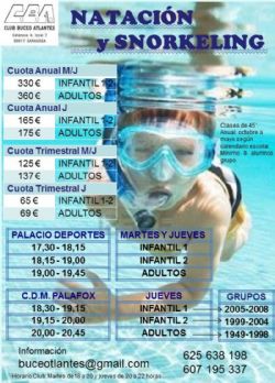 El Club de Buceo Atlantes lanza sus cursos de Natación y Snorkel