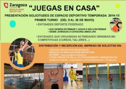 Se abre el plazo de solicitud de la campaña «Juegas en casa 2014-2015» para la reserva de espacios deportivos municipales