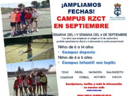 El Real Zaragoza Club de Tenis retoma su campus en septiembre