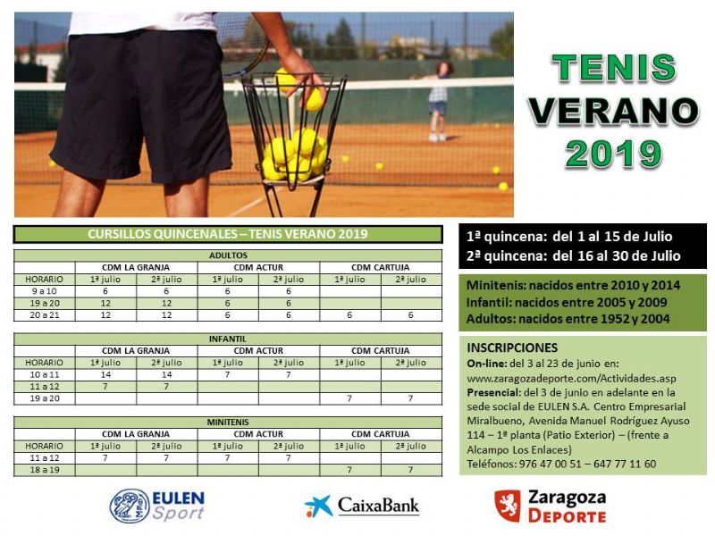 Tenis Verano 2019 - Pistas Municipales Tenis Verano 2019 - Pistas Municipales