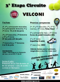 3ª Etapa del Circuito Fiat Velconi de Pádel Zaragoza 3ª Etapa del Circuito Fiat Velconi de Pádel Zaragoza