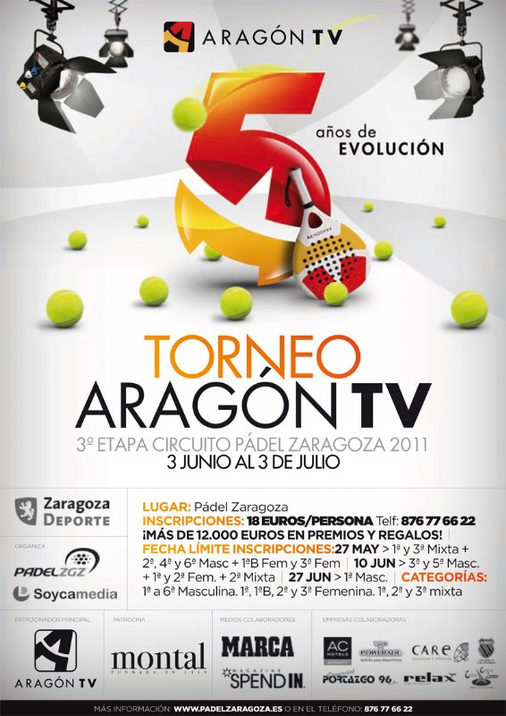 Finales del Torneo de Pádel ARAGON TV. 1ª , 3ª y 5ª Masculina + 2ª Femenina + 2ª Mixta.