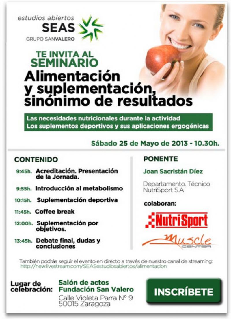 Seminario de Nutrición Deportiva «Alimentación y suplementación, sinónimo de resultados» Seminario de Nutrición Deportiva «Alimentación y suplementación, sinónimo de resultados»
