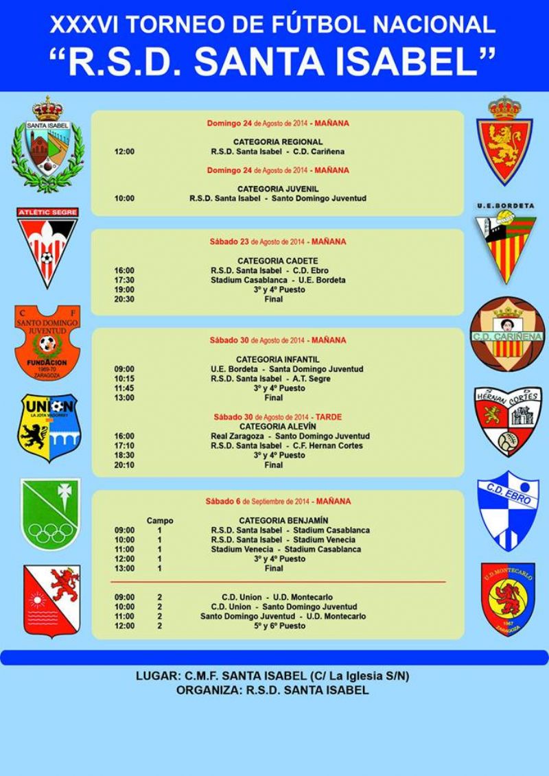 XXXVI Torneo Nacional de Fútbol «R. S. D. Santa Isabel». Categorías Infantil y Alevín