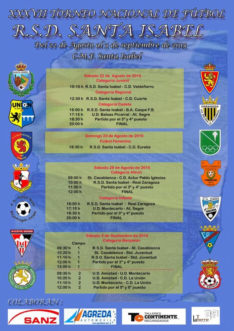 XXXVII Torneo Nacional de Fútbol «R. S. D. Santa Isabel». Categorías Regional, Juvenil y Cadete