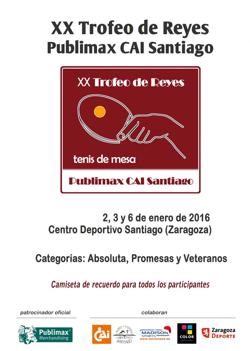 XX Trofeo de Reyes «Publimax CAI Santiago» de Tenis de Mesa 