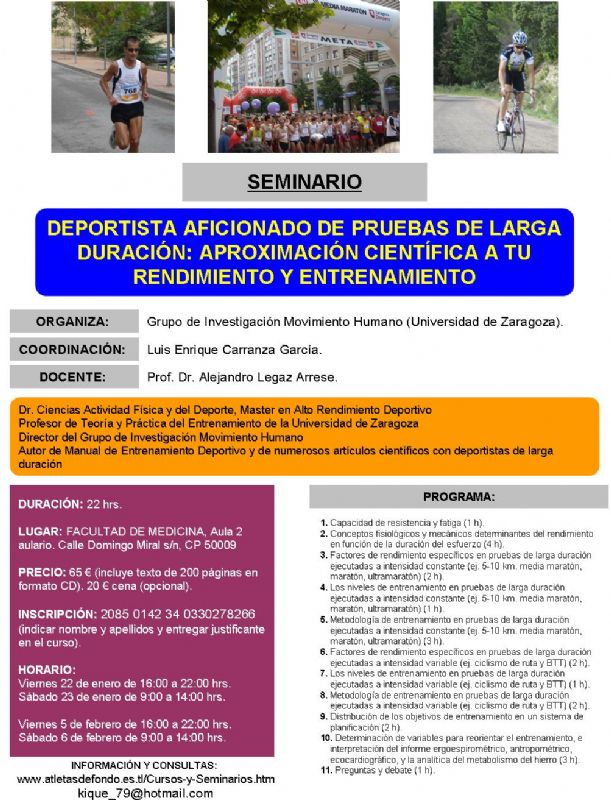 DEPORTISTA AFICIONADO DE PRUEBAS DE LARGA DURACIÓN: APROXIMACIÓN CIENTÍFICA A TU RENDIMIENTO Y ENTRENAMIENTO