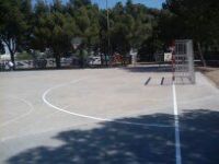 Pintado del lineado de la Pista Polideportiva (Fútbol Sala y Baloncesto). [Fecha: 15/05/2014]