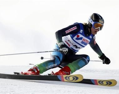 La aragonesa Leyre Morlans en el mundial de esquí alpino.