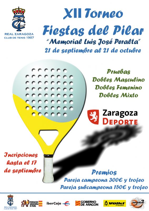 Hoy comienza el XII Torneo Fiestas del Pilar de Pádel «Memorial Luis José Peralta»