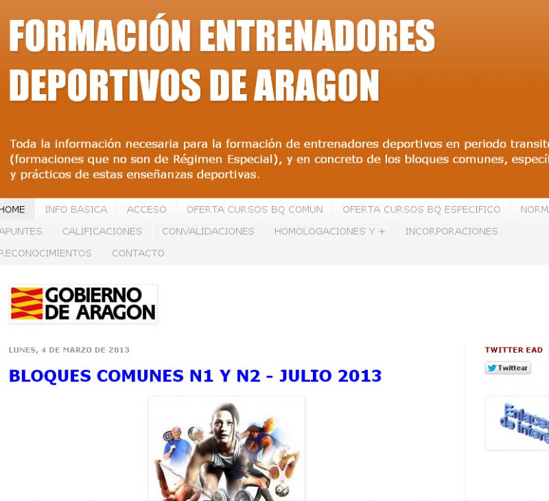 Nuevo Blog sobre formación deportiva en Aragón