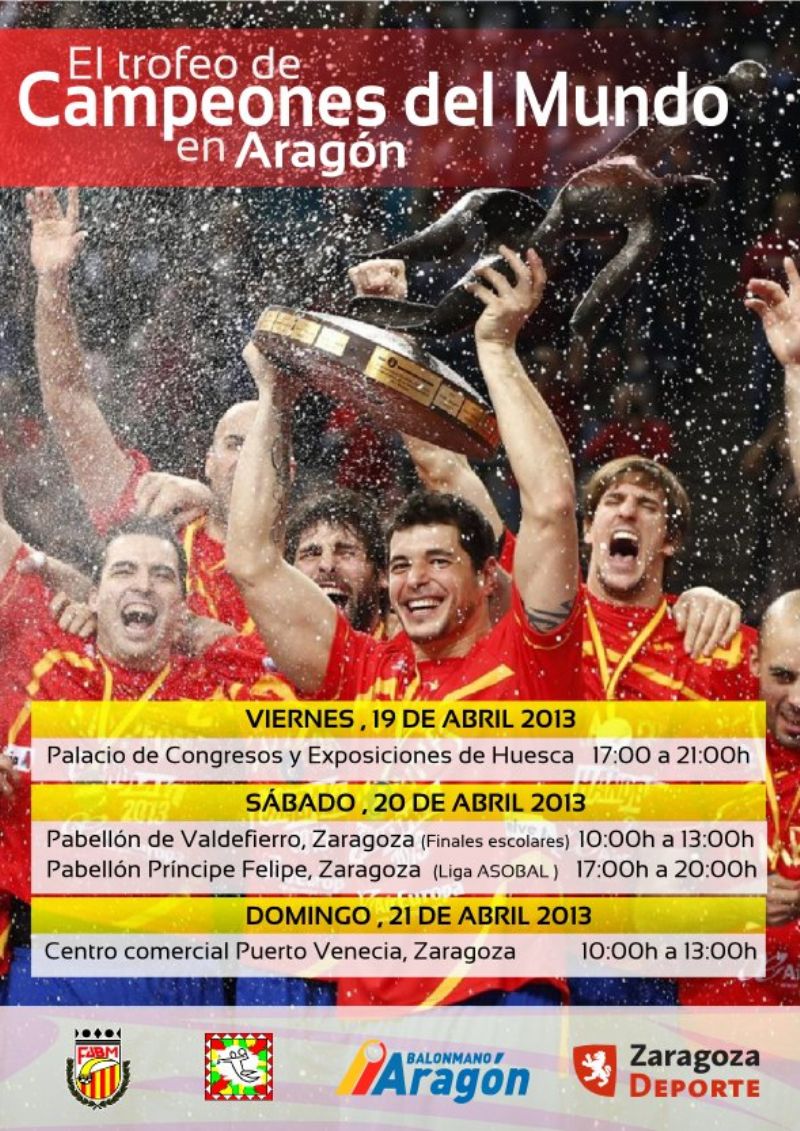 El trofeo de Campeones del Mundo de balonmano visita Zaragoza