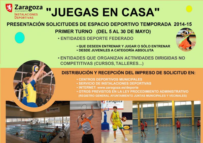 Se abre el plazo de solicitud de la campaña «Juegas en casa 2014-2015» para la reserva de espacios deportivos municipales