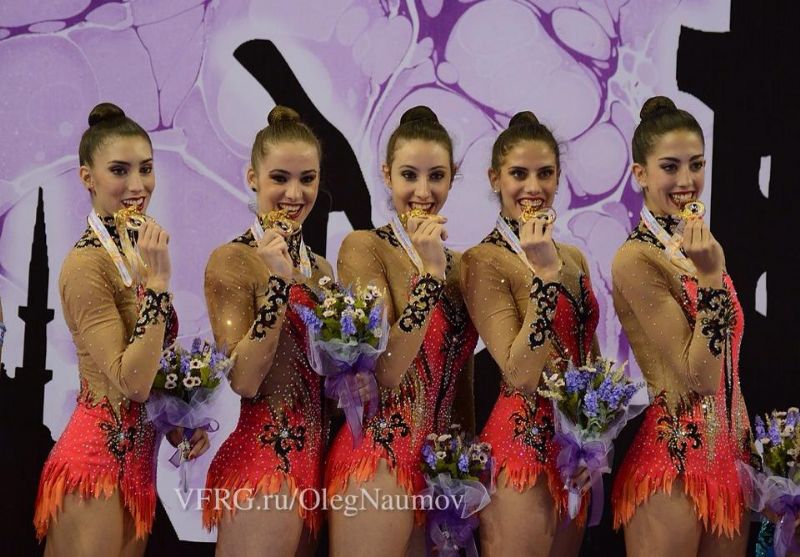 El conjunto español de gimnasia rítmica revalida el oro mundial en la final de mazas