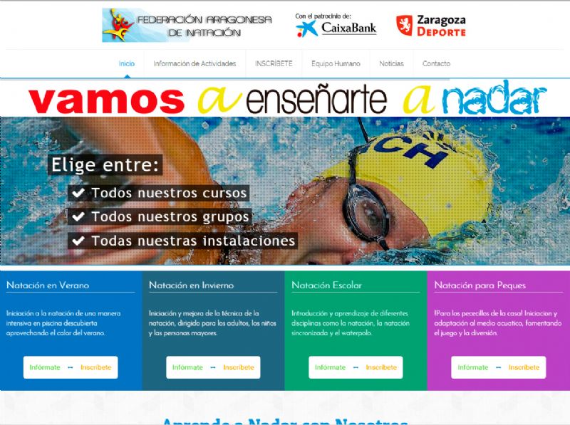 Nueva Web para los cursos municipales de natación