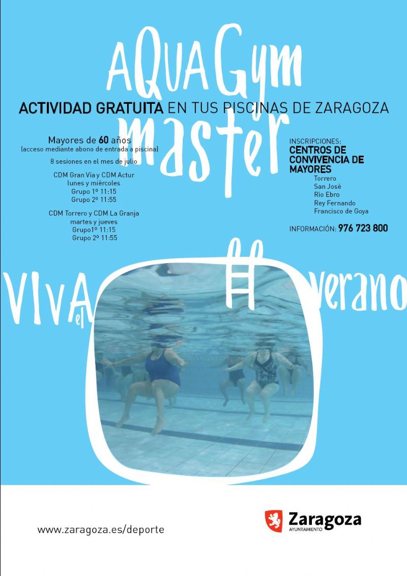 Clases gratuitas de gimnasia acuática («AQUAGYM») para personas mayores en las piscinas municipales de verano