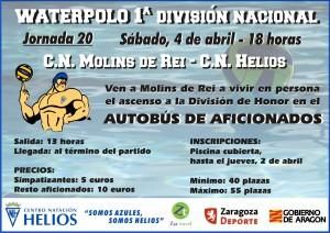 El C.N.Helios fleta un autobús para que la afición viva el ascenso del equipo de waterpolo