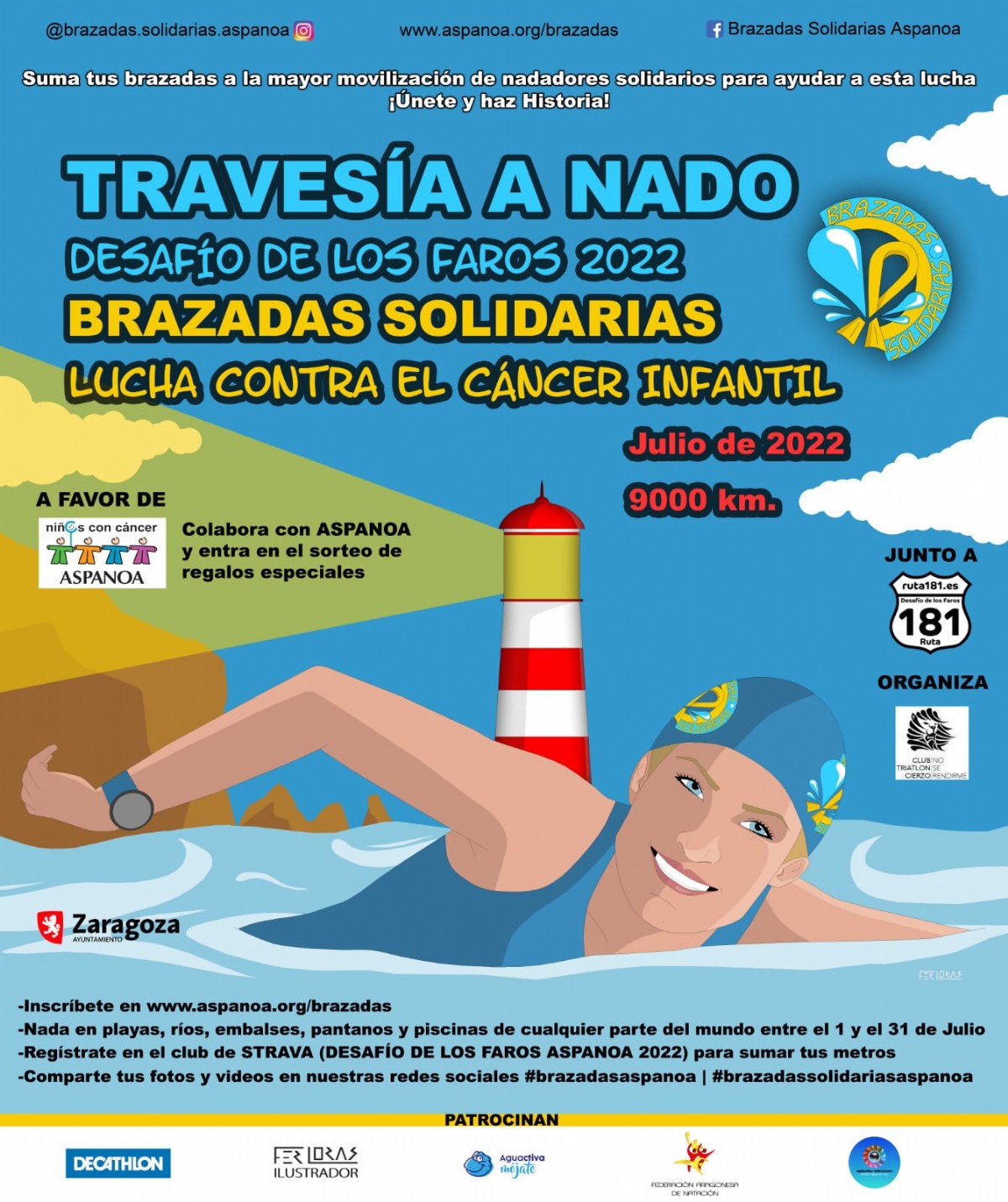 La travesía a nado «Desafío de los Faros ASPANOA 2022» comenzará el 1 de julio