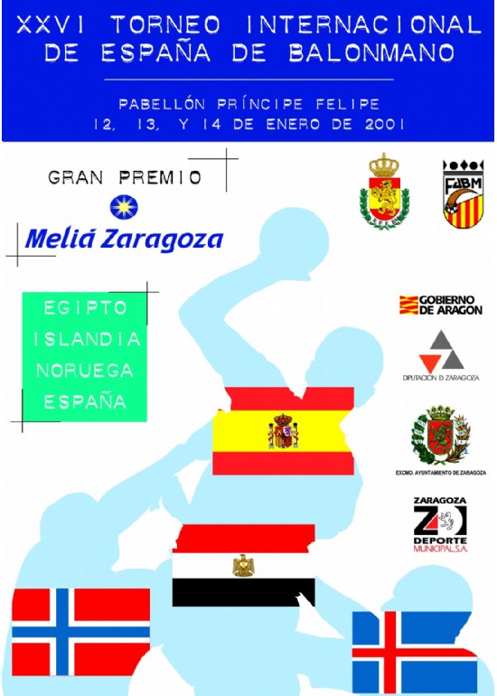 12 a 14 enero 2001 TORNEO INTERNACIONAL DE BALONMANO: ESPAÑA - EGIPTO - ISLANDIA - NORUEGA