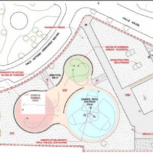 Plano con las modificaciones previstas para la mejora de la pista de baloncesto y patinaje en Santa Isabel