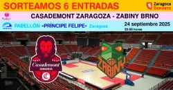 Sorteo de entradas para ver el Casademont Zaragoza - Zabiny Brno [24 septiembre 2025]