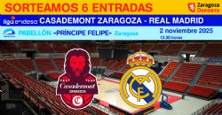 Sorteo de entradas para ver el Casademont Zaragoza - Real Madrid [2 noviembre 2025]