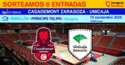 Sorteo de entradas para ver el Casademont Zaragoza - Unicaja [15 noviembre 2025]