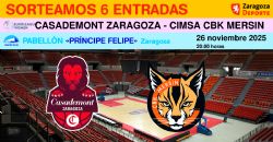 Sorteo de entradas para ver el Casademont Zaragoza - CIMSA CBK Mersin [26 noviembre 2025]